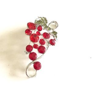 • Item#B04 • Red Grapes on a vine Brooch • NWT